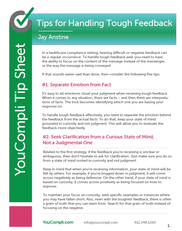 handling tough feedback tip sheet