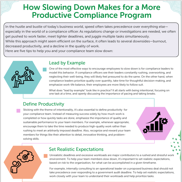 compliance program tip sheet