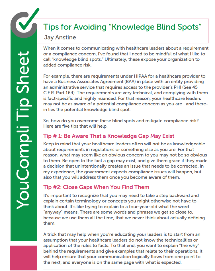 KNOWLEDGE BLIND SPOTS TIP SHEET